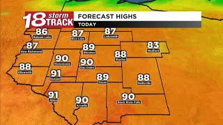 Toasty temperatures to continue going forward with only one small chance of rain over the next seven