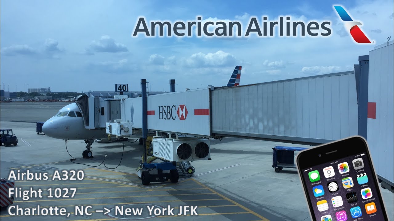 (HD/60) American Airlines flight from Charlotte to New York Kennedy