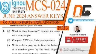 MCS24 | June 2024 |  Part 3 | Question 2 a,b,c,d solutions in hindi | #ignouexams #ignoubca #ignou Q2 A B Java Mcs024 June 2024 Question Paper Solution Function Overloading Dynamic Binding
