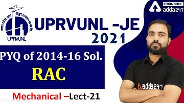 UPRVUNL JE 2021 | Mechanical Engineering | RAC | Previous Year Paper 2014-16