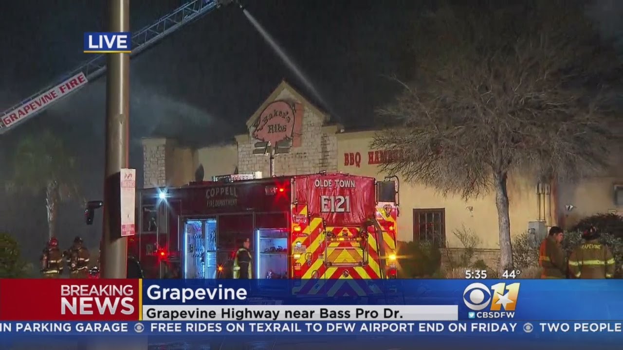 Grapevine BBQ Restaurant Destroyed By Fire - YouTube