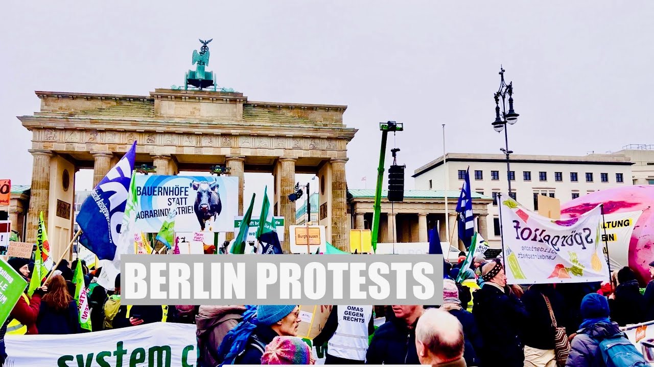 Berlin City Walk Jan 17, 2026 | Potsdamer Platz to Brandenburg Gate & Live Protests 4K 