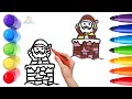 How To Draw cute Santa Cluse Drawing, Painting &amp; Coloring For Kids and Toddlers_ Child Art🐋🌈🎨