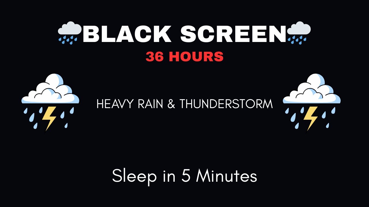 Thunder & Rain in the Dark | Black Screen White Noise Therapy