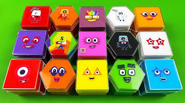 Numberblocks & Alphablocks – Looking Clay With Square And Hexagon Coloring! ASMR