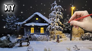 Зима в деревне из картона своим руками/ DIY