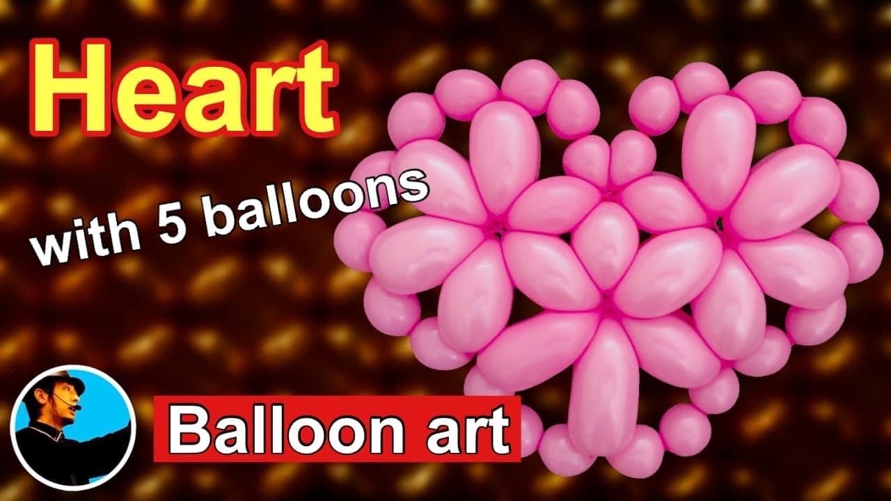 【Balloon art 132】 Heart (with 5 balloons) 5本で作るハート #balloonart #バルーンアート