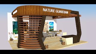 Desain Stan booth Pameran di Sketchup - Tema Natural