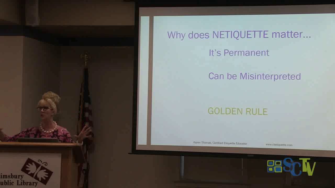Library Netiquette Simsbury Public Library presents: Netiquette - Guidelines for Exemplary ...