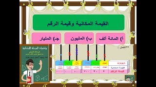 القيمة المكانية وقيمة الرقم : المائة ألف والمليون والمليار لدرس1/ الجزء1/ الوحدة 1 / صف رابع ترم أول