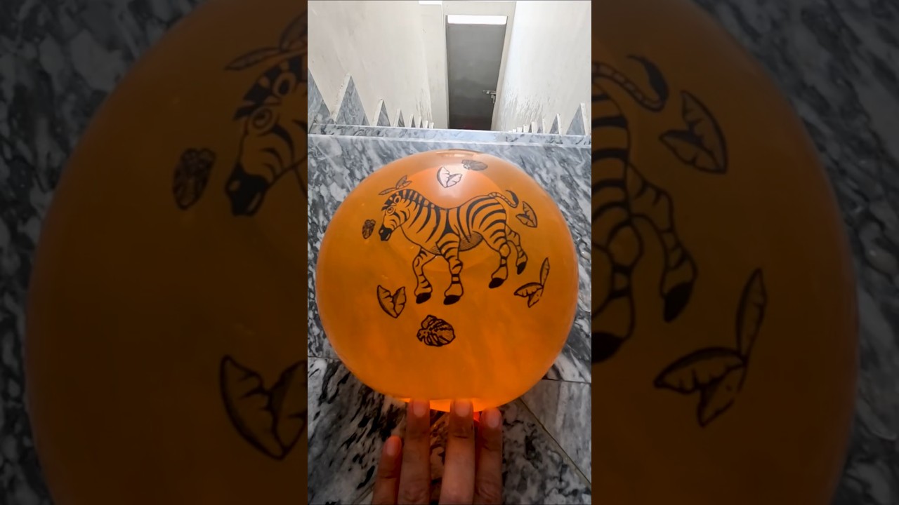 POV: Orange Zebra  Butterfly VS Light Green Smiley Balloon Drop Test 💦🎈 | ASMR Satisfaction in 4K