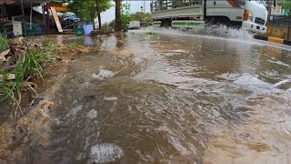 Drainage blockage causes heavy flooding on roads after heavy rains