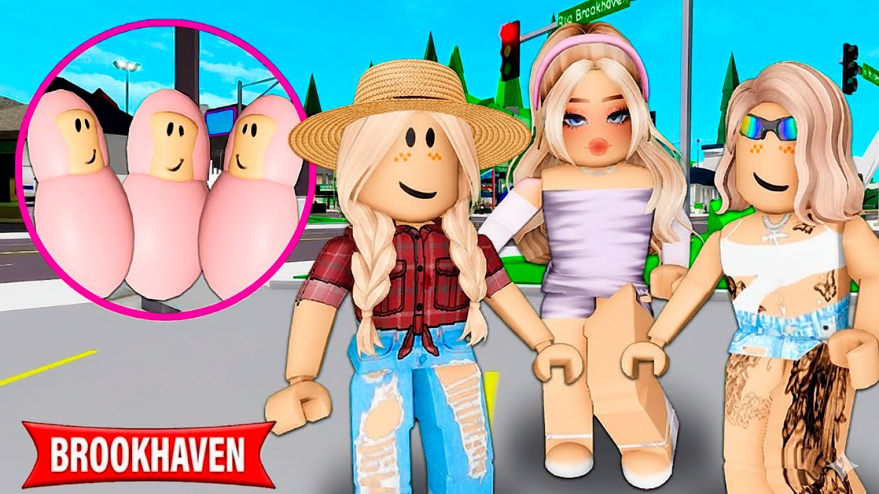 AS TRIGÊMEAS SEPARADAS NA MATERNIDADE SE ENCONTRARAM | Historinhas Brookhaven RP | Roblox