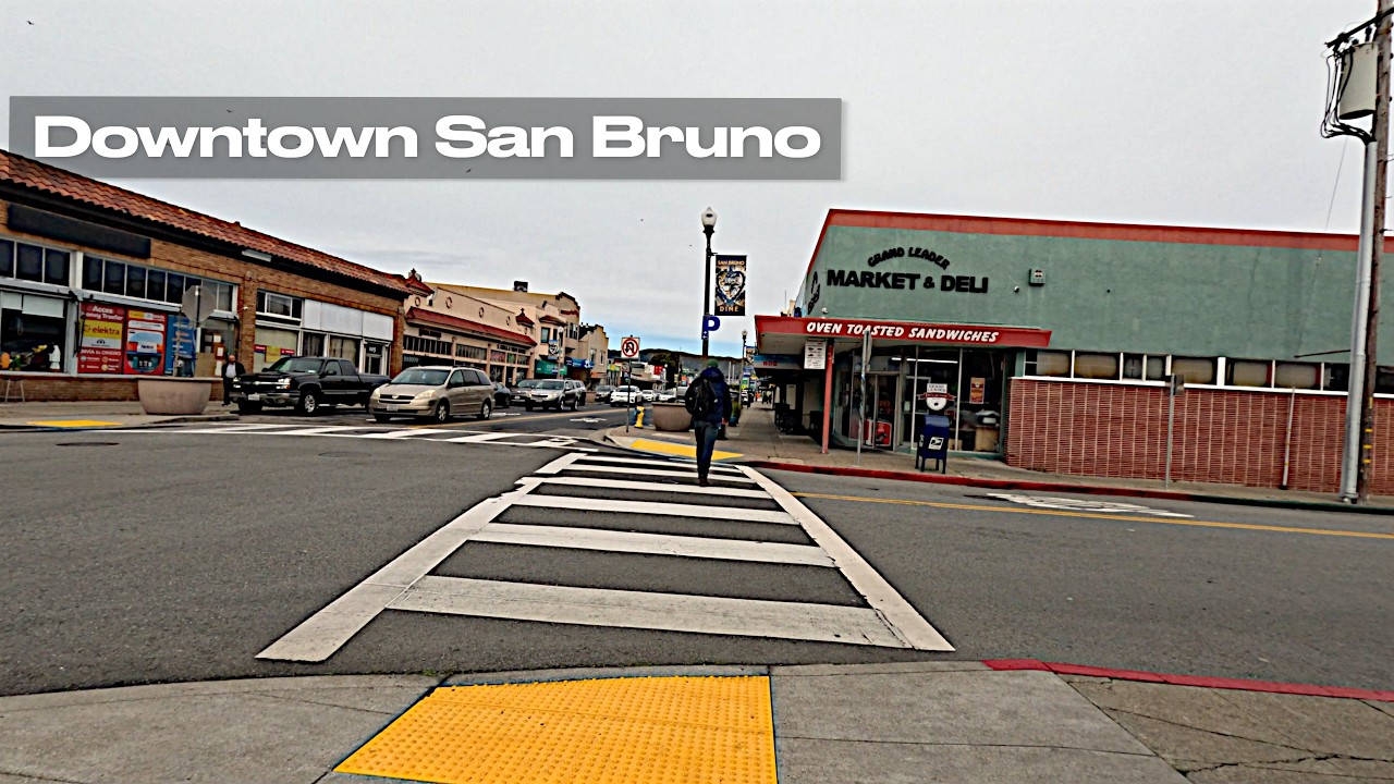Downtown San Bruno | Real-Time Walk (No Music)