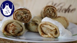 Pfannkuchen herzhaft gefüllt mit Hackfleisch und Co/ Russische Blinis