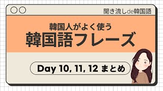 ※ダウンロード資料付き 【Day 10~12 まとめ 】 韓国語フレーズ　聞き流し| 韓国人ネイティブ音声つき | 韓国語リスニング | 聞き流しde韓国語 | BGMなし