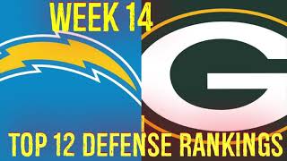 Top 12 Defense / DST Rankings Week 14 Fantasy Football