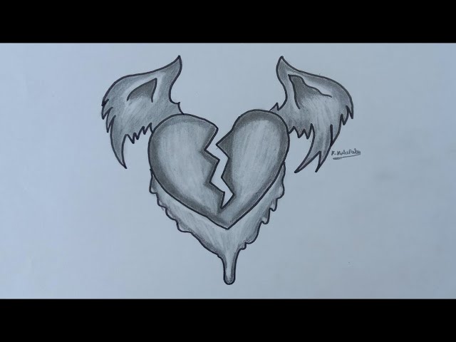 How to draw broken heart / step by step drawing heart - YouTube