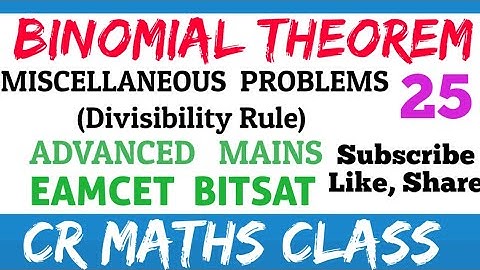 Binomial theorem part25/Shortcutmethod tosolve problems Advanced, Mains,Eamcet,Bitsat/CR MATHS CLASS
