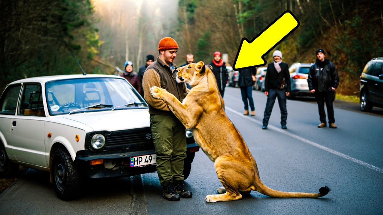 Лев ПЛАКАЛ на шоссе. Мужчина подошёл — и ЗАСТЫЛ