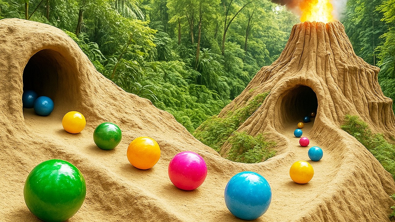 Marble Run Race ASMR 1000 Marbles Rain Gutter VS Mega Volcano ASMR Amakandu