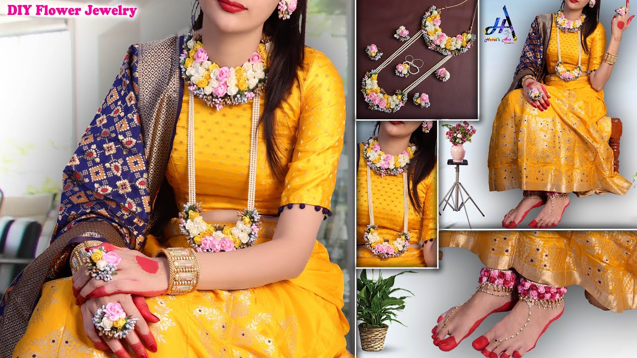 Fancy Flower Jewelry For Haldi || DIY - Wedding Jewelry Idea