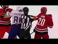 Nikita kucherov goes to sebastian aho not happy with the penalty at the end of the game