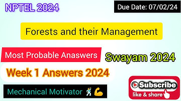 Forests and their Management | Week 1 Quiz | Assignment 1 Solution | NPTEL | SWAYAM 2024