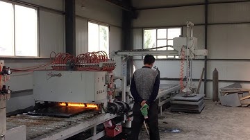 The assembled line with vacuum lifter,granite flaming machine  granite grinding machine.