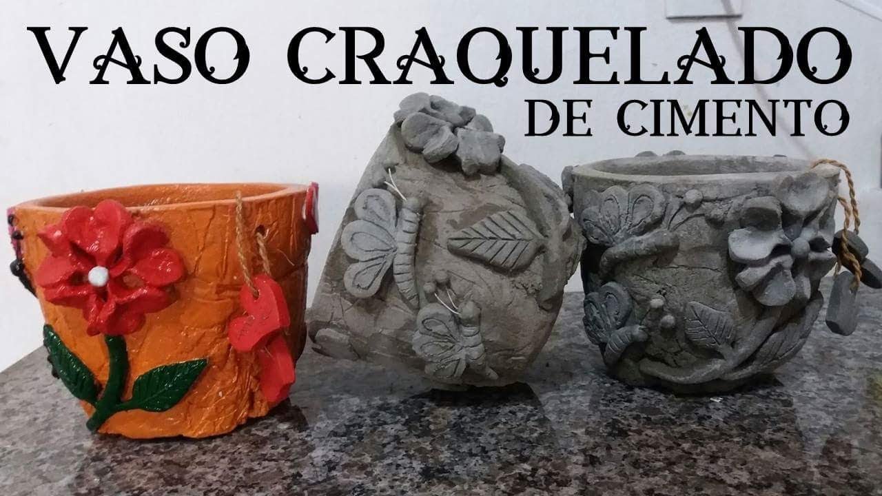 VASO DE CIMENTO  DECORADO..  DECORATED CRACKED VASE