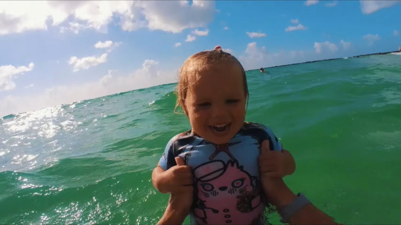 Naomi is swimming on her back for first time in the Ocean at Miami ...