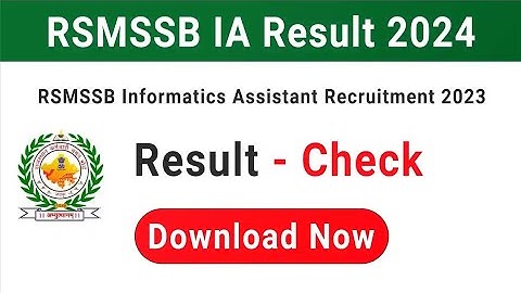 RSMSSB IA Merit List 2024 Informatics Assistant Result 2024