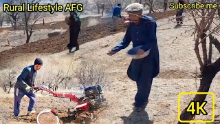 Village life in Afghanistan|hardest work(Qolba) for plant wheat|4K