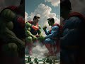 Superman and Hulk play chess together on the clouds