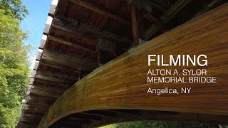 Stunning timber arch bridge - FILMING Alton A. Sylor Memorial Bridge Angelica, New York