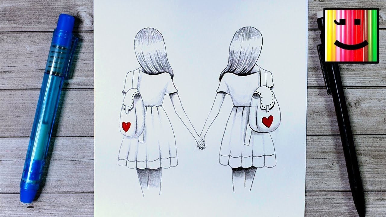 Comment dessiner des BFF Apprendre à dessiner deux amies Dessin facile