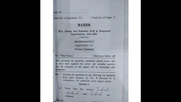 MDU BSc honour 2 nd semester Mathematics vector calculus 2021