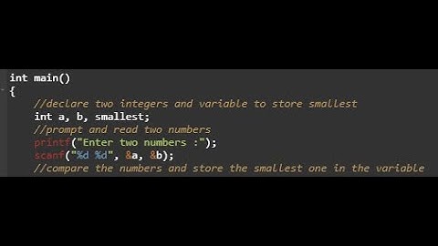 c program to find smallest of given two numbers