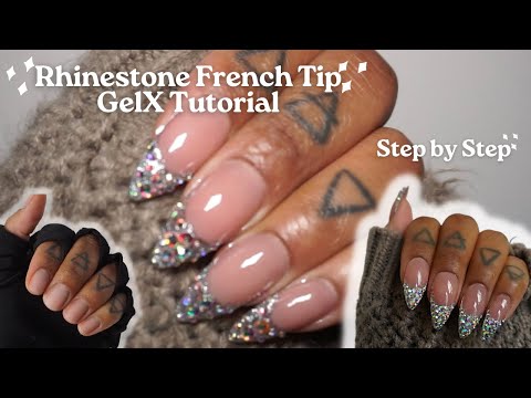 Short Acrylic Nails With Rhinestones