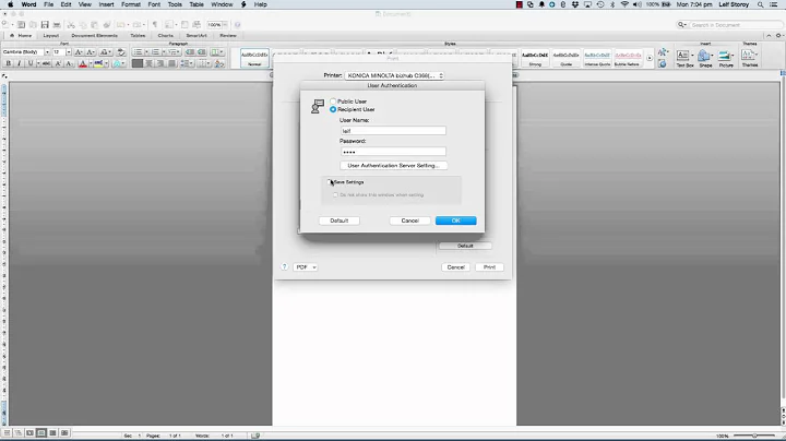 Konica Minolta User Authentication on MAC OSX