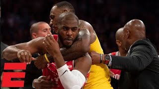 LeBron James' home debut marred by Lakers vs Rockets scuffle | NBA Highlights