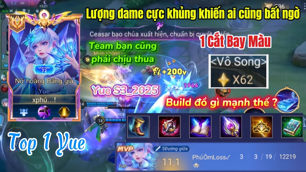 Top 1 Yue | Cầm Yue Trên Rank 6x Cắt Cho Team Bạn Lú Luôn Khi Với Lượng Dame Cực Ảo Này || Liên Quân