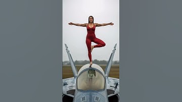 woman in the frame while showing the CF-188 Hornet below her #shorts #youtubeshorts #jets #viral #yt