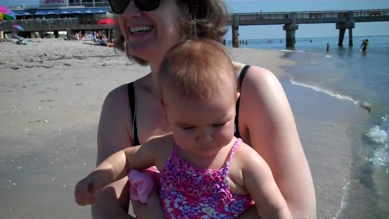 Lucy's First Dip in the Ocean - YouTube
