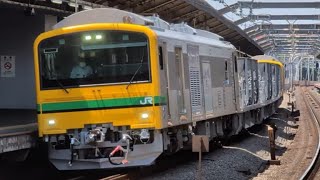【4K高画質】【水戸常駐編成交換回送 送り込み】GV-E197系100番台(クンTS03編成)ホッパ車付き 赤羽駅通過!(2026/7/11/12:51)