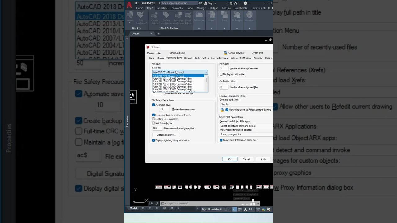 How to change SAVE VERSION of file in AutoCAD ?