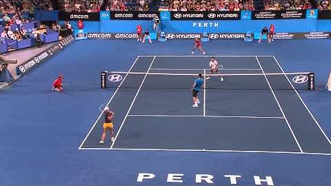 Crazy Match Point Save - Australia v Serbia Hyundai Hopman Cup 2013