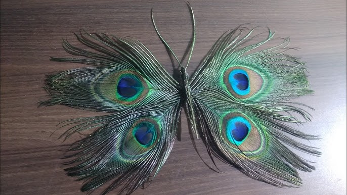 How to Make a Wall Hanging Wind Chime with Peacock Feathers. peacock  feather craft ideas 