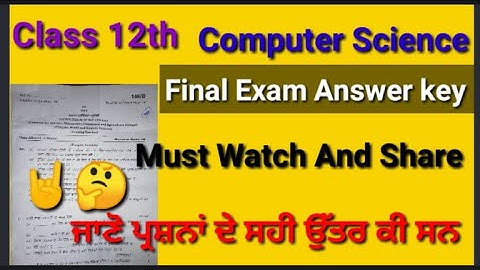 pseb 12th class computer science final exam answerkey #answerkey computer science 12th class final