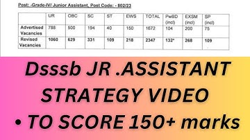 DSSSB Jr. Assistant Strategy || 150+ Score Guarantee | 100% Selection #dsssb